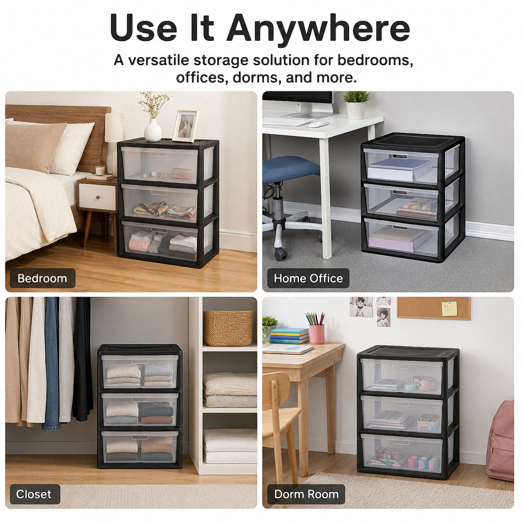 3 Drawer Plastic Storage Cart T4511