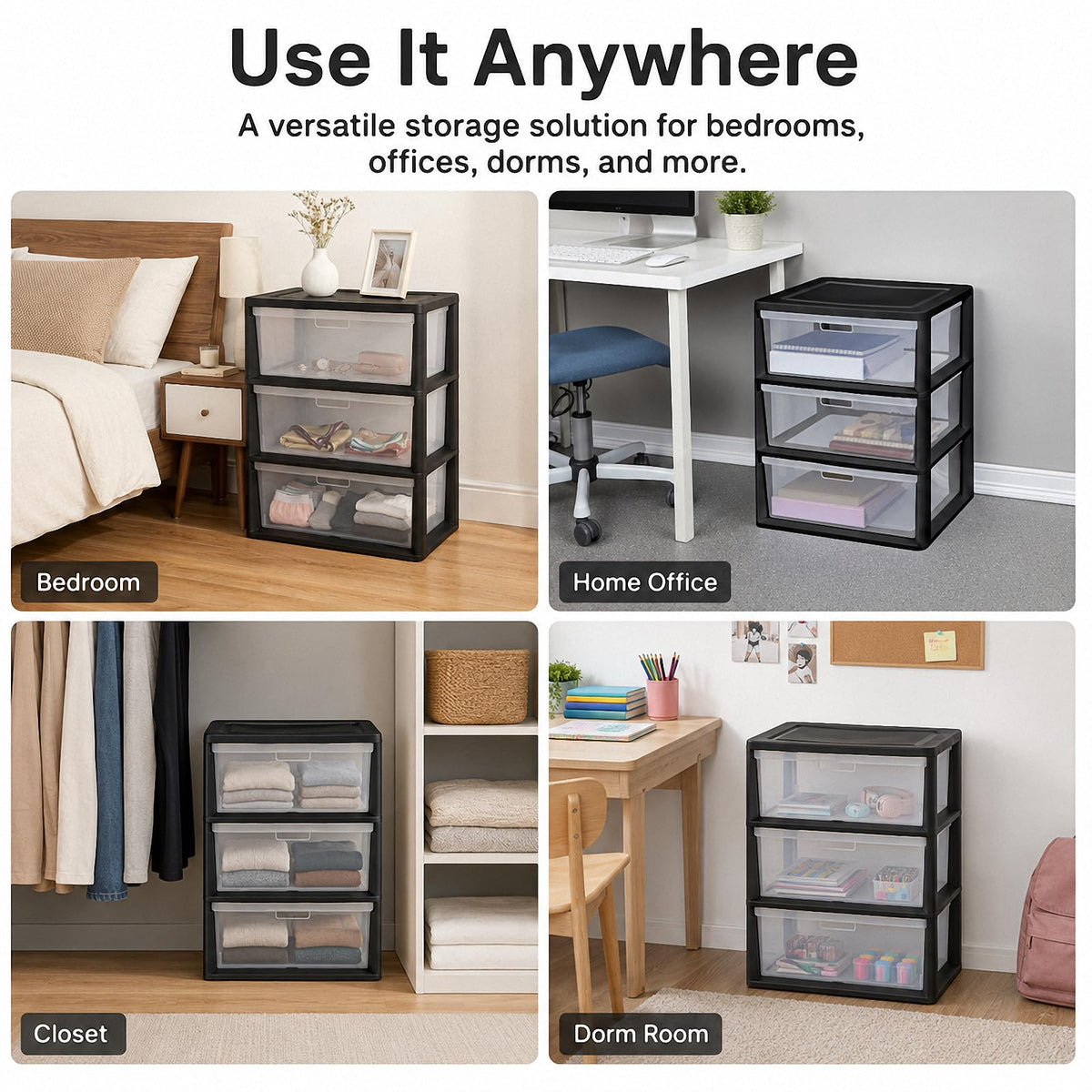 3 Drawer Plastic Storage Cart T4511