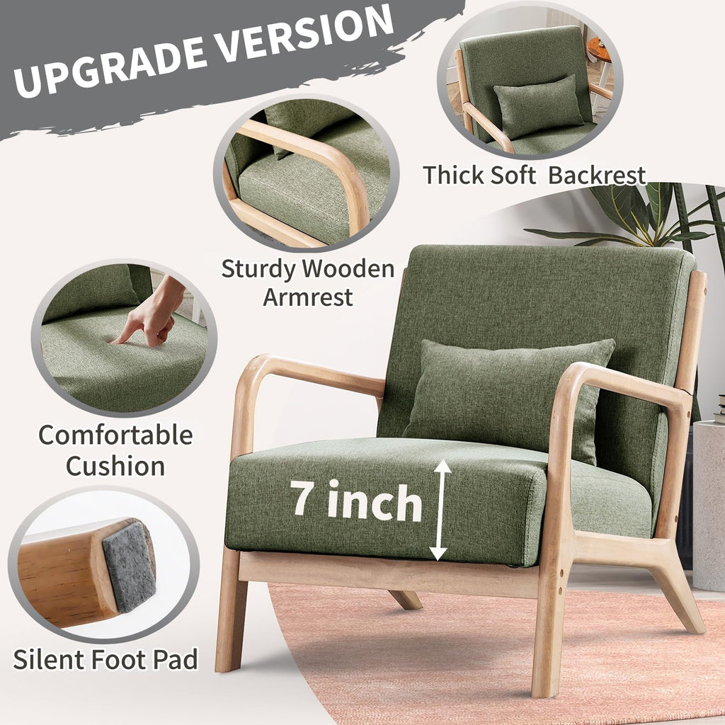 Mid Century Modern Accent Chairs Set of 2 Fabric Wood Armchair Z28572