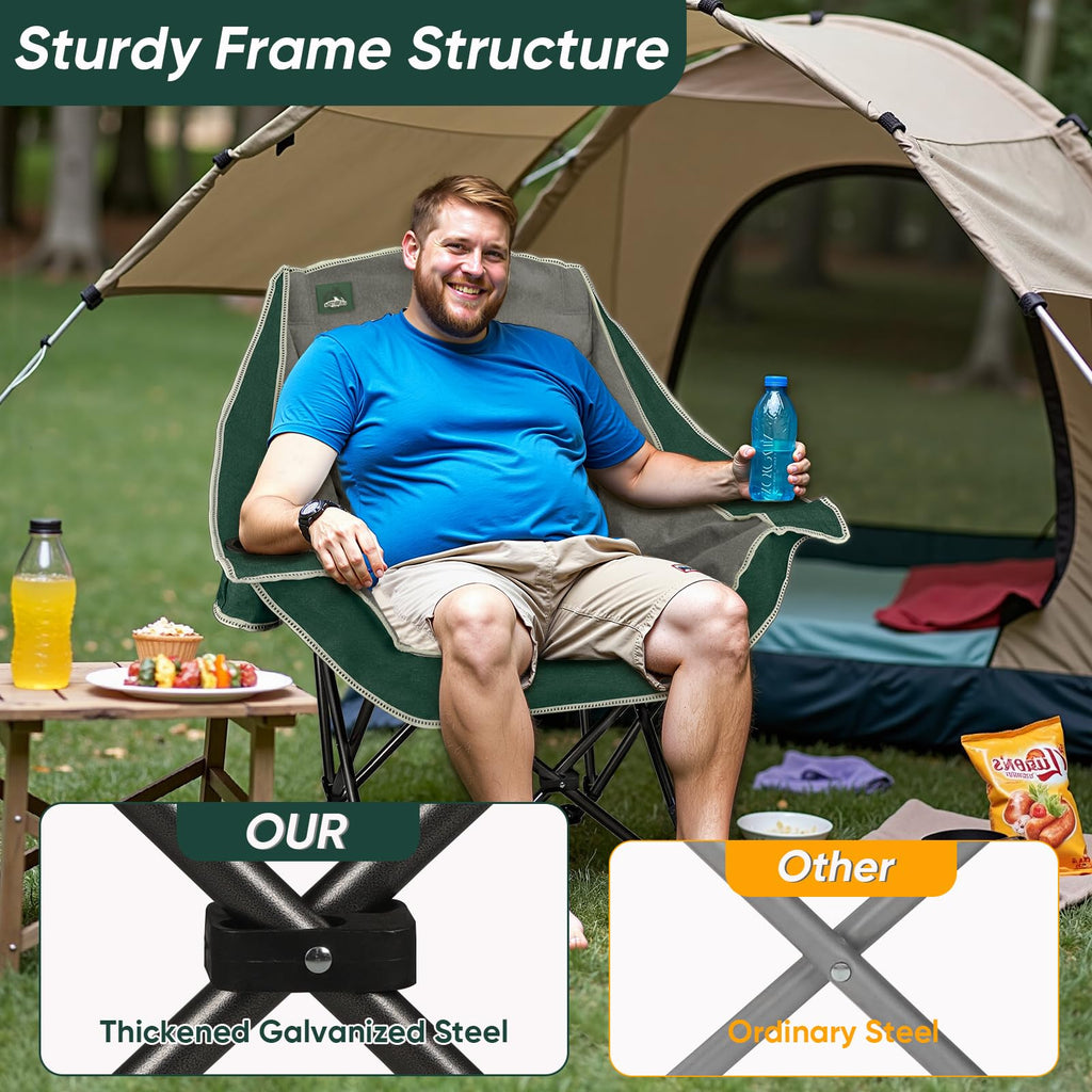 2 Pack Oversized Padded Folding Camping Chair with Cup Holder N2277
