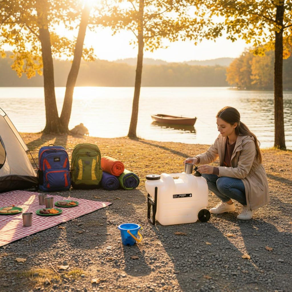 Portable Water Jug with Wheels and Built-In Tap P647926
