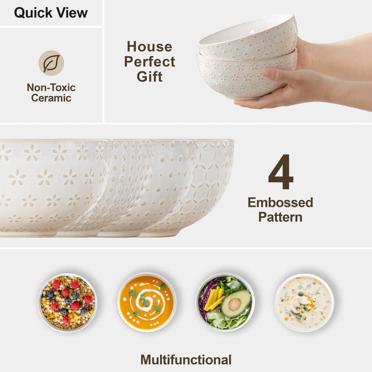 30 Ounce Ceramic Soup Bowls Set of 4 P797