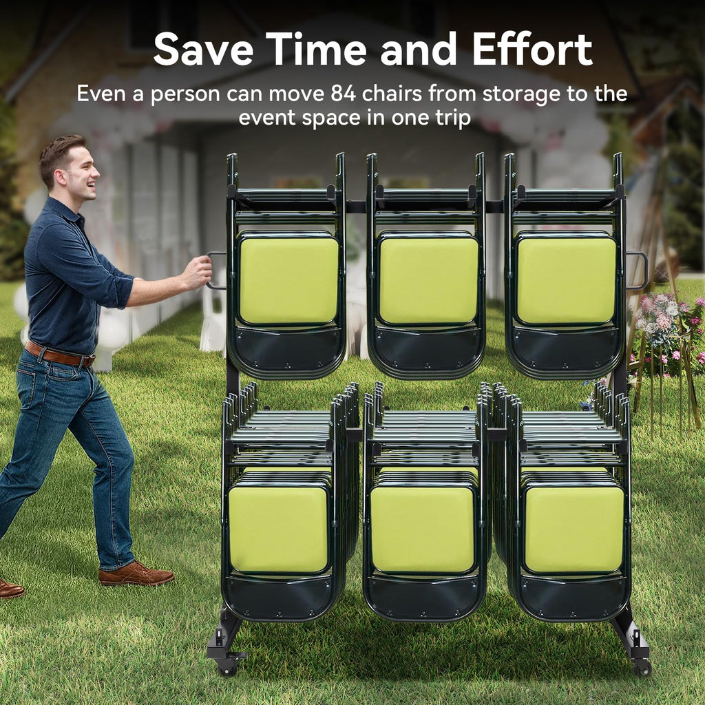 2-Tier Heavy Duty Folding Chair Cart with Wheels T766283