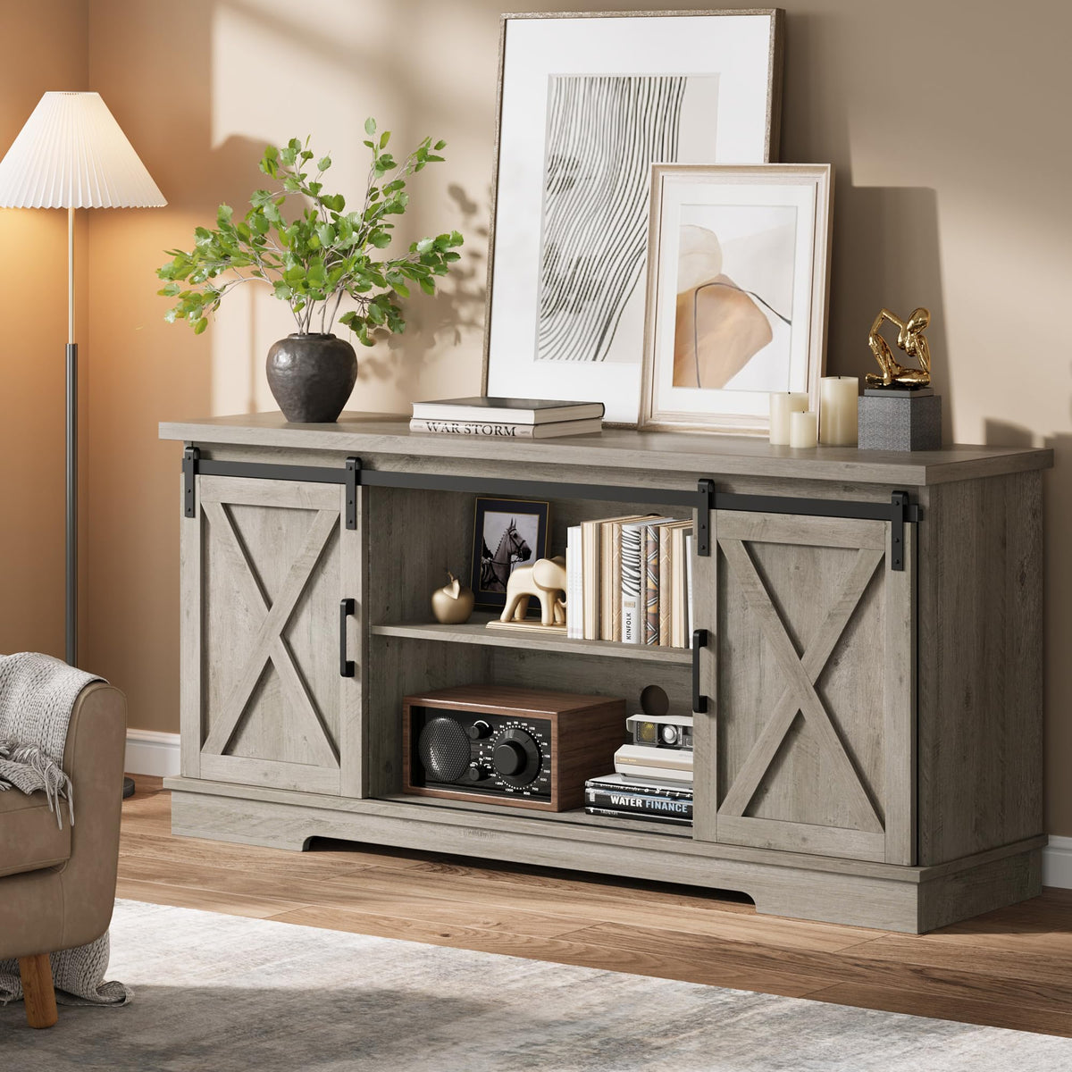 Farmhouse TV Stand and Entertainment Center X951586