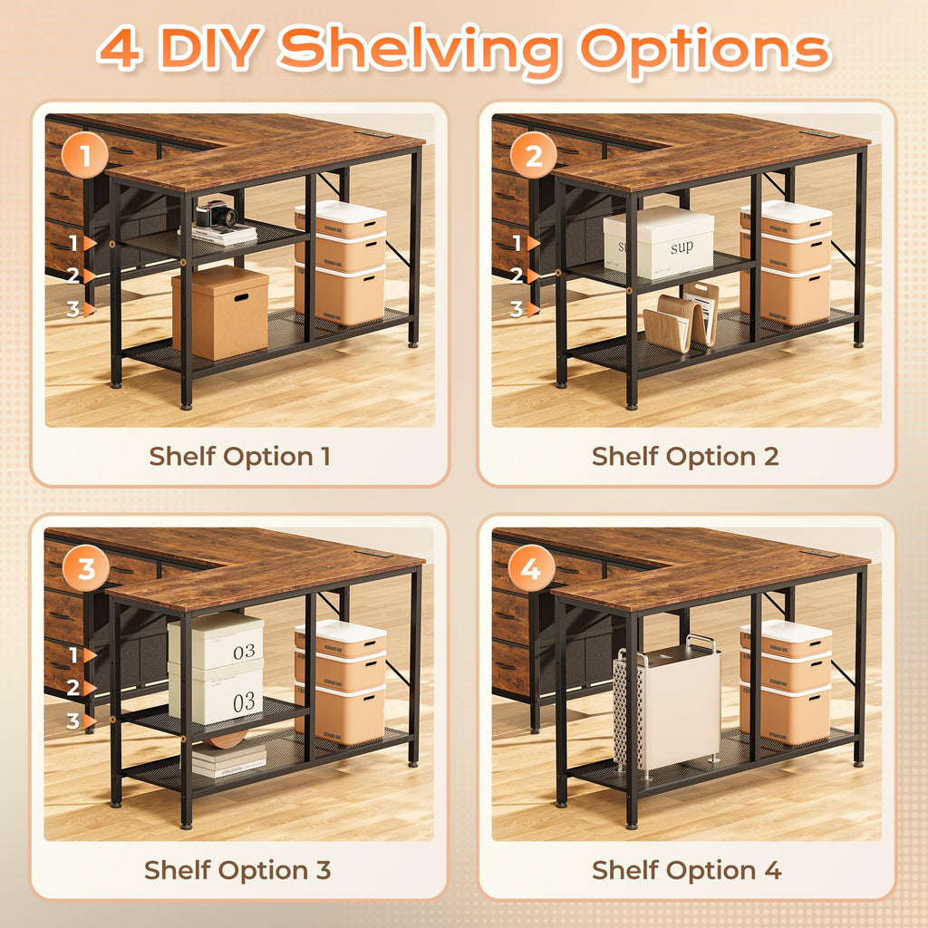 47 Inch L Shaped Desk with Power Outlets N656505
