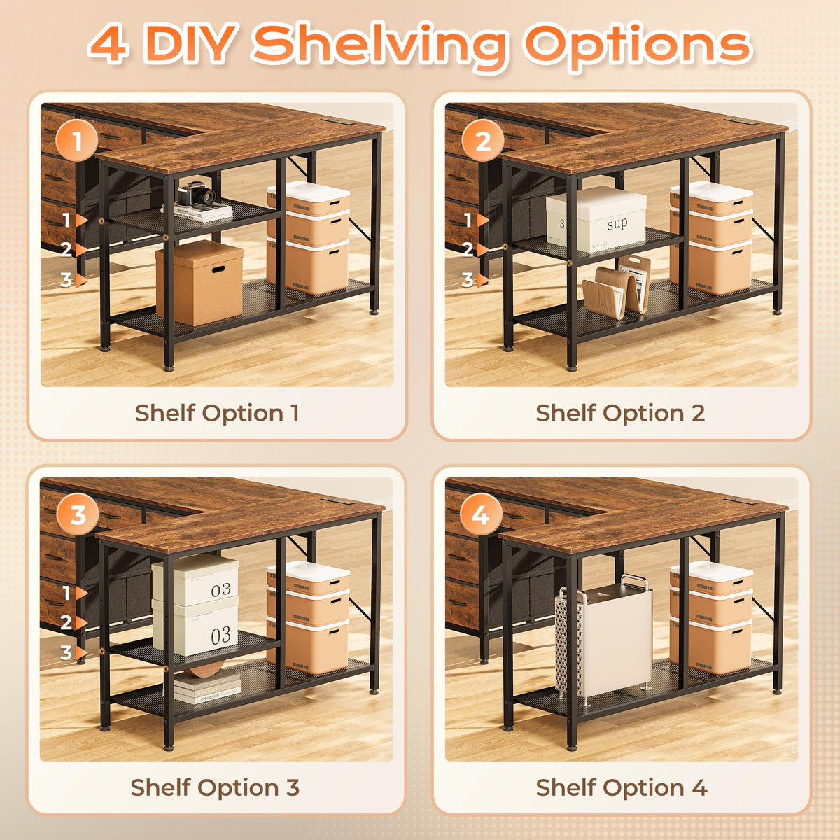 47 Inch L Shaped Desk with Power Outlets N656505