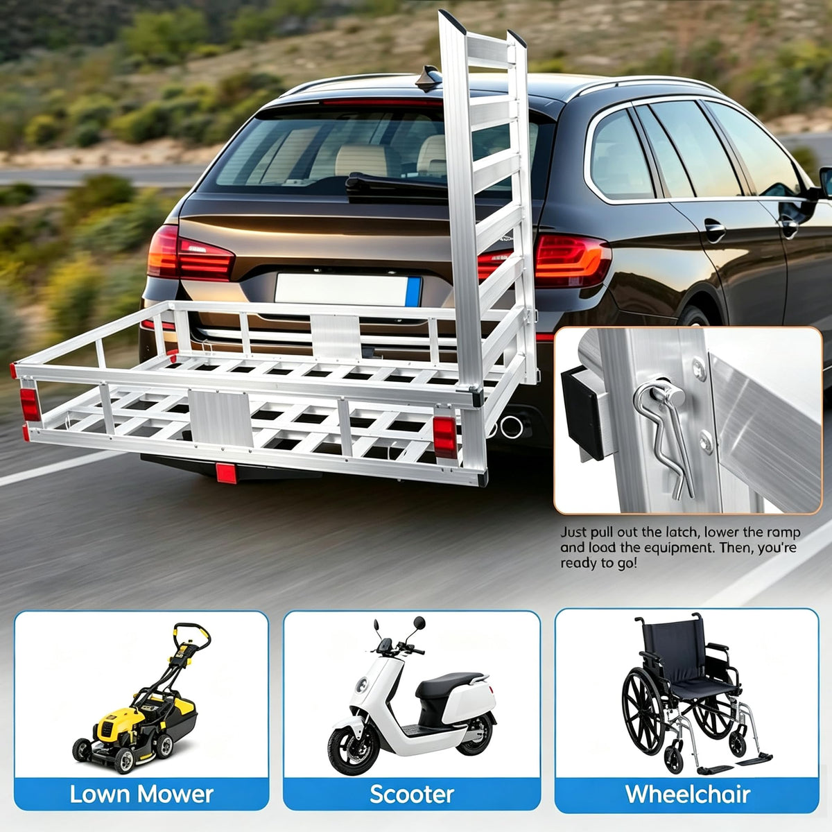 Wheelchair Scooter Carrier with Ramp, 500 lbs Capacity C2342