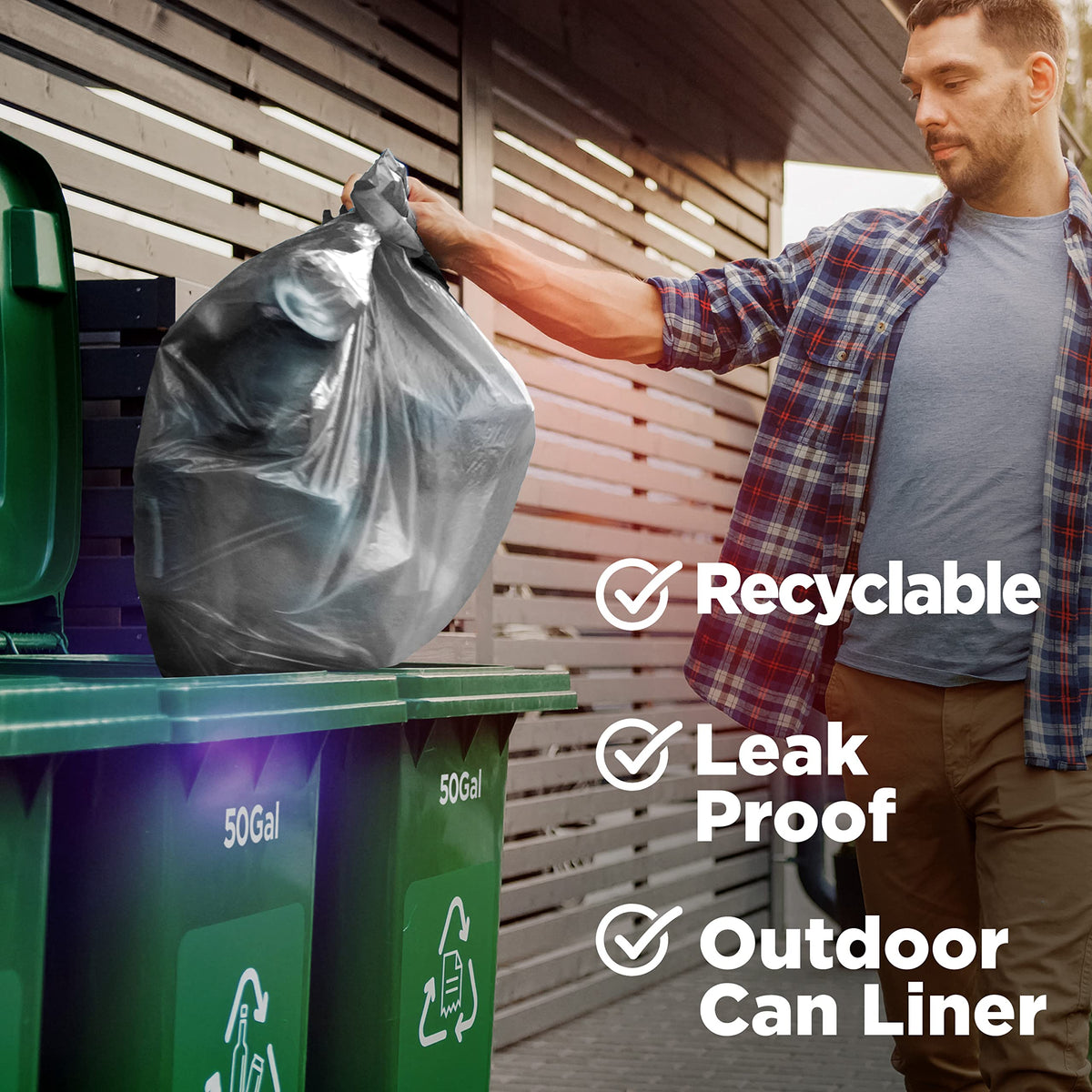 42 Gallon Clear Trash Bags 50 Count 3 Mil H597444
