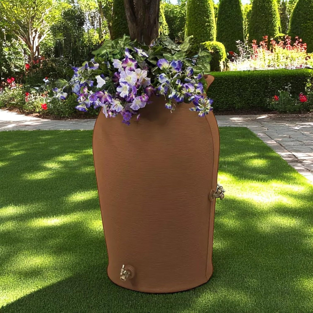 50 Gallon Brown Resin Rain Barrel with Planter Top M754956
