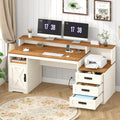65" Computer Desk with Drawers and Printer Stand K493