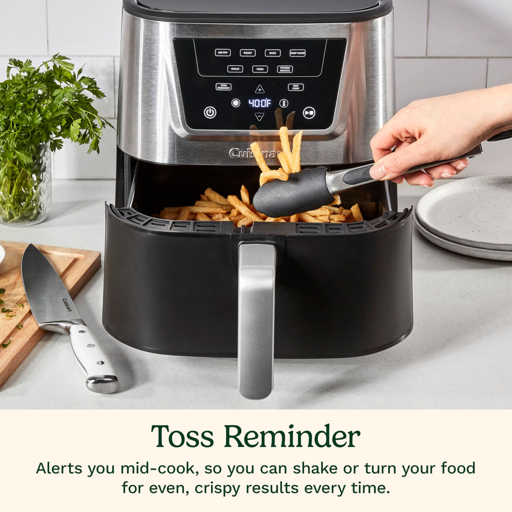 6-Quart Air Fryer with 4 Cooking Functions, Black & Stainless Steel M778