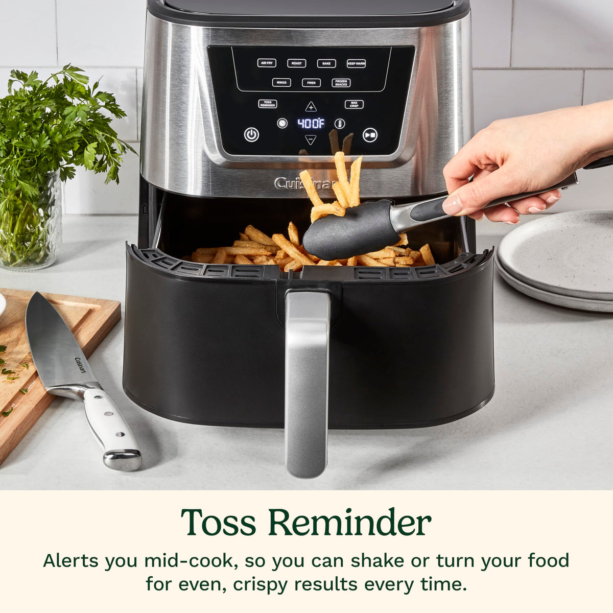 6-Quart Air Fryer with 4 Cooking Functions, Black & Stainless Steel M778