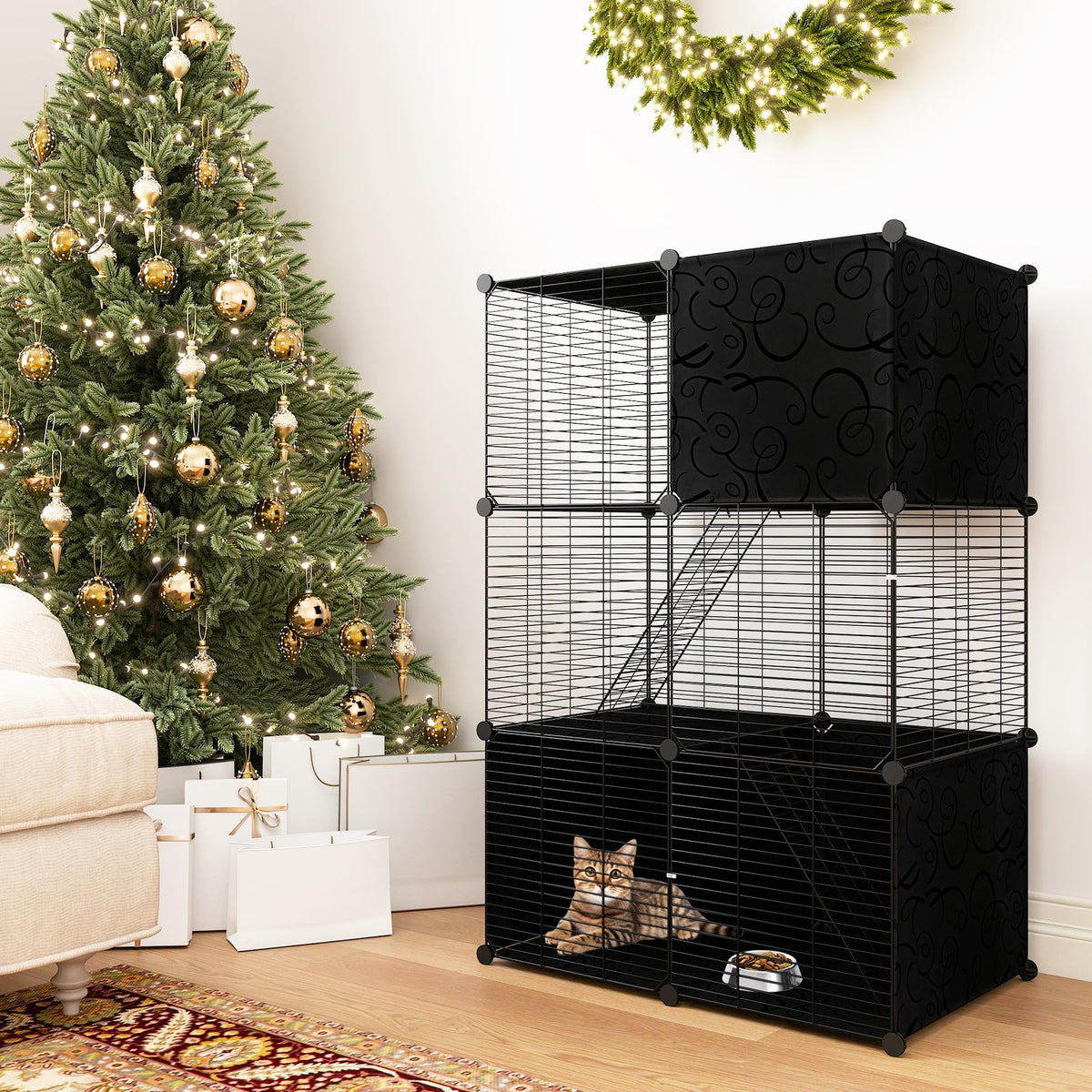 3-Tier Detachable Metal Wire Cat Cage X70739