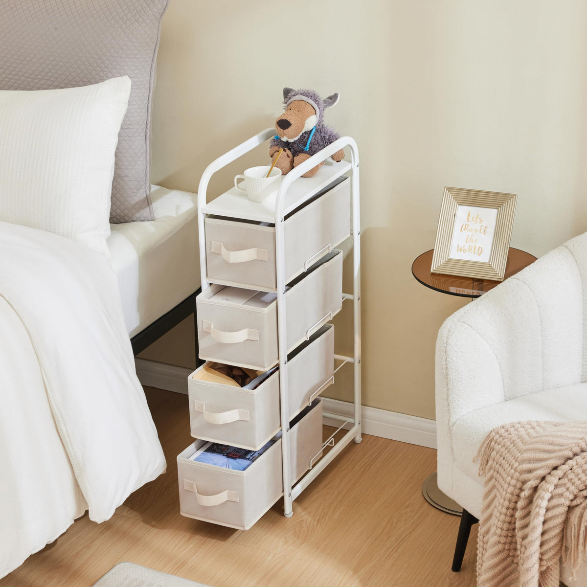 4 Drawer Narrow Fabric Dresser J81828