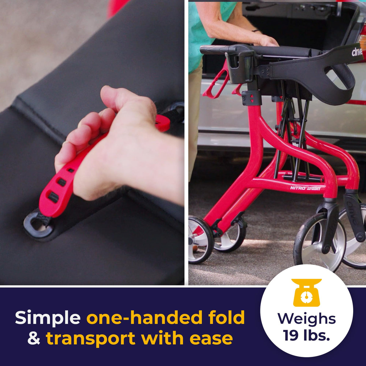 Red Standard Size Rollator Walker with Seat B268