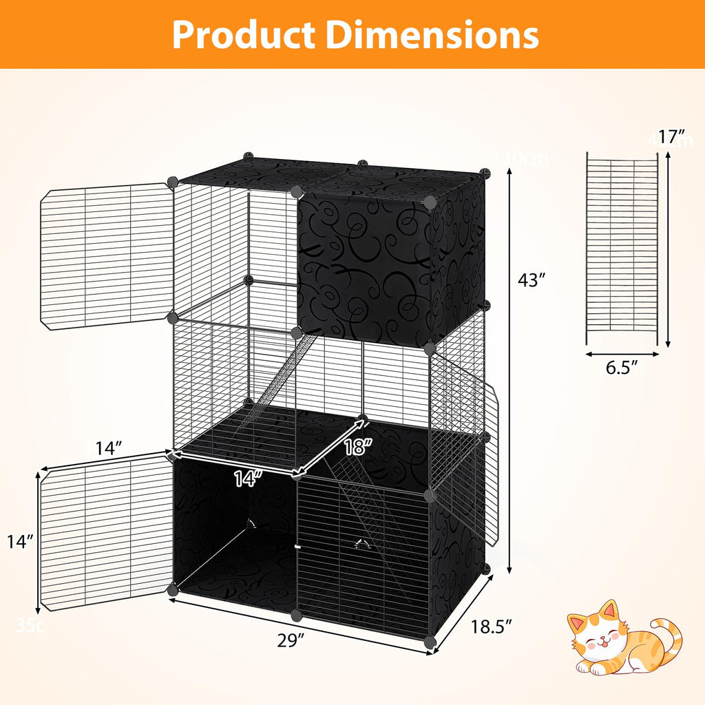 3-Tier Detachable Metal Wire Cat Cage X70739