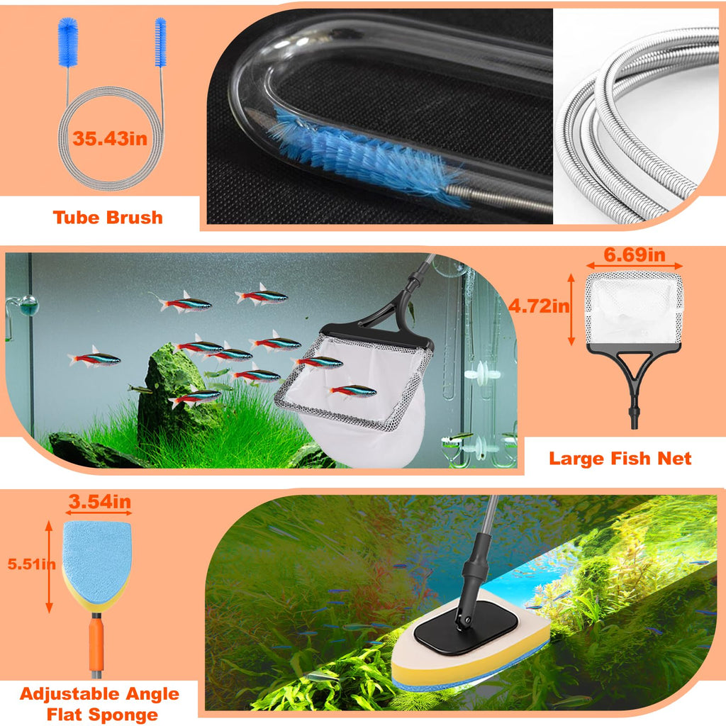 7-in-1 Aquarium Cleaning Tool with Telescopic Handle D75036