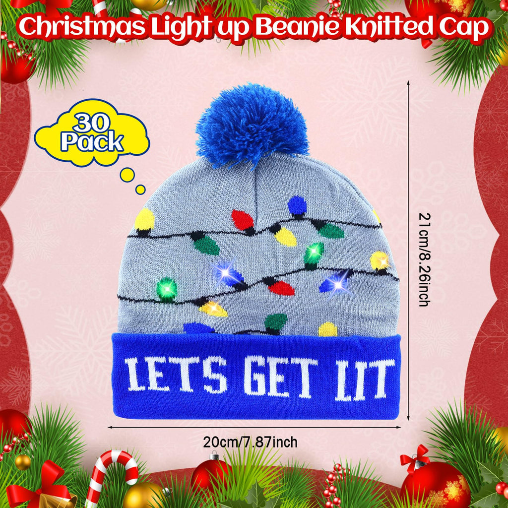 Light Up Christmas Hats Bulk LED Beanies G3656
