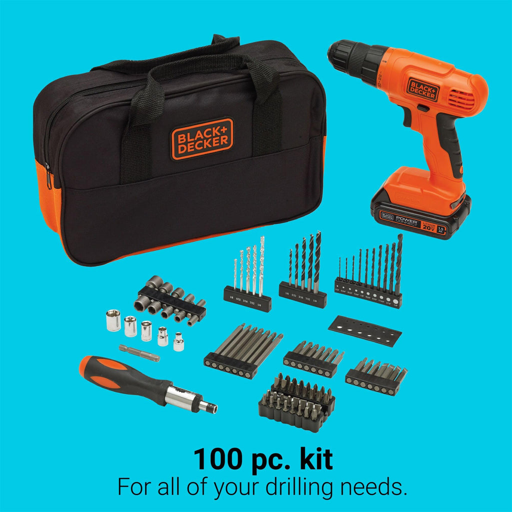 Cordless Drill Driver Kit with Drill Bit Set and Sockets, 100 pc. L42388