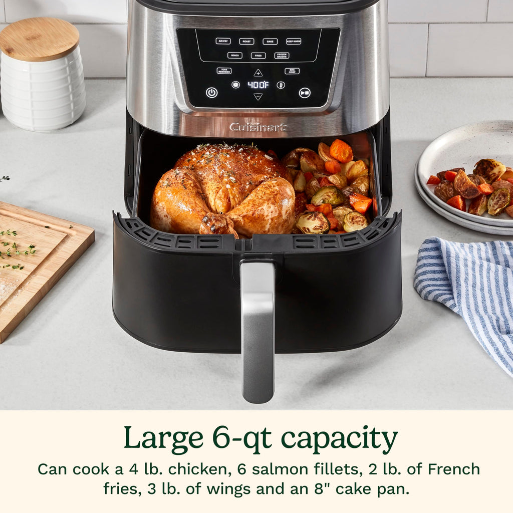 6-Quart Air Fryer with 4 Cooking Functions, Black & Stainless Steel M778