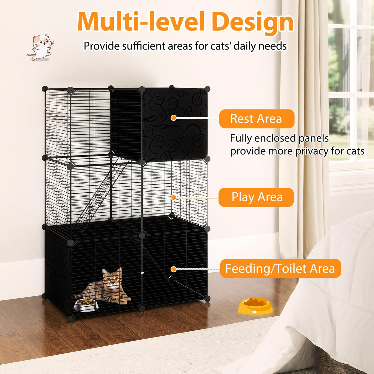 3-Tier Detachable Metal Wire Cat Cage X70739