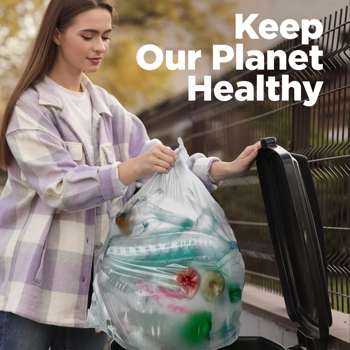 42 Gallon Clear Trash Bags 50 Count 3 Mil H597444