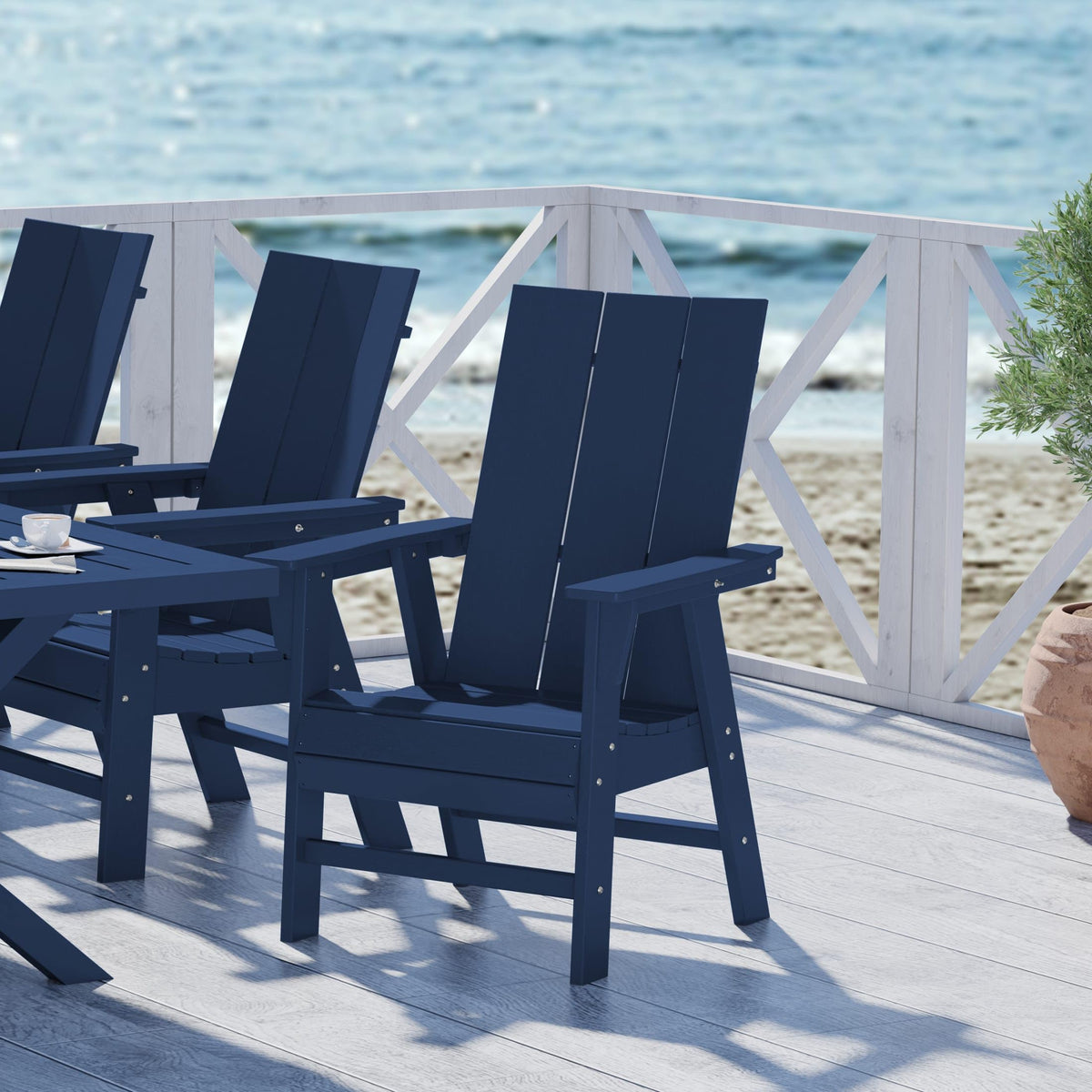 Navy Blue HDPE Plastic Adirondack Chair O31439