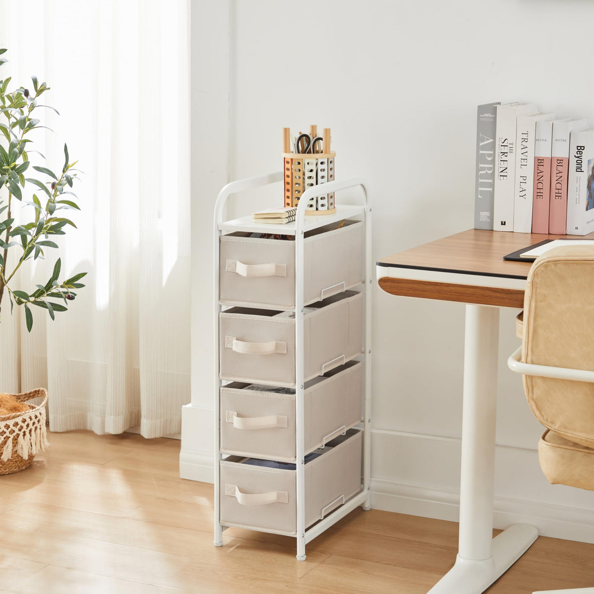 4 Drawer Narrow Fabric Dresser J81828