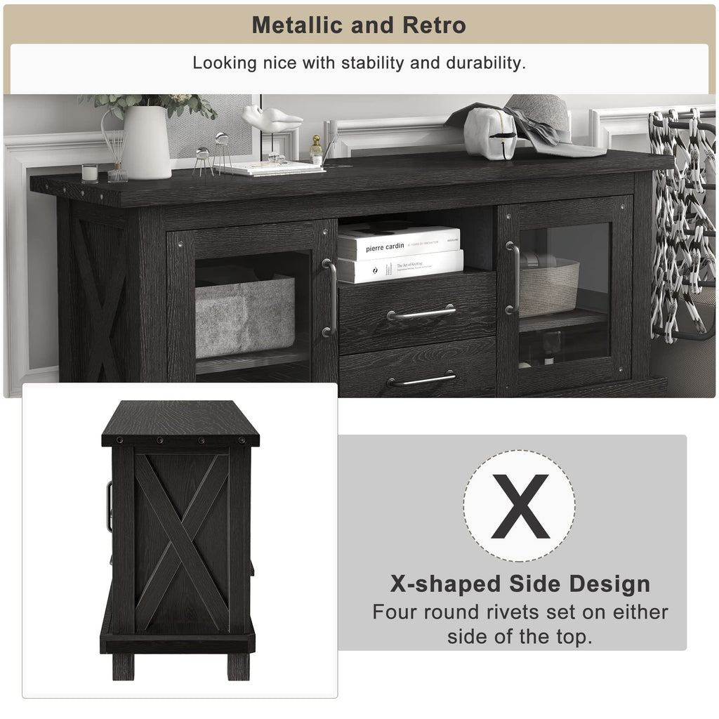 Espresso Particleboard TV Stand with Two Drawers A216