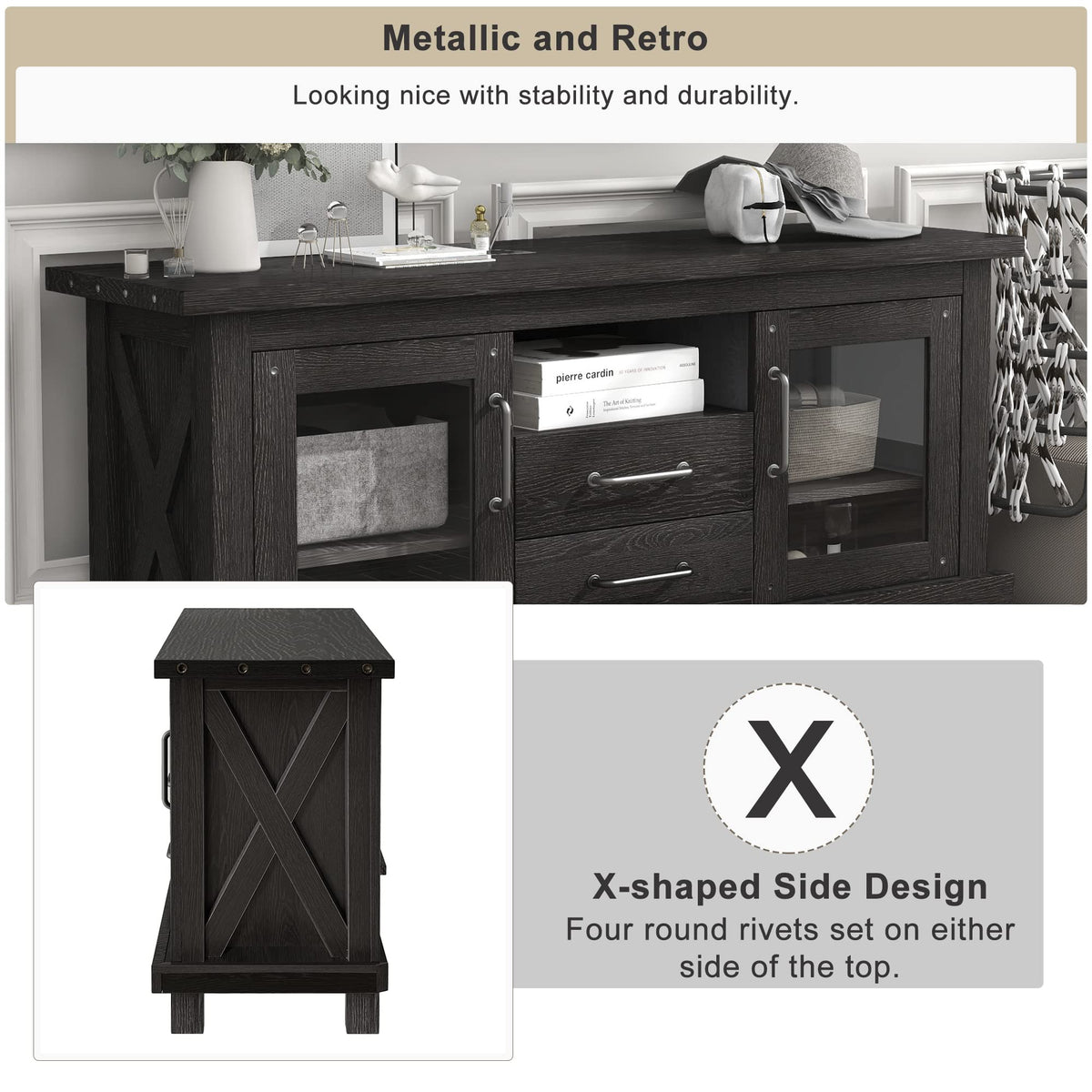 Espresso Particleboard TV Stand with Two Drawers A216