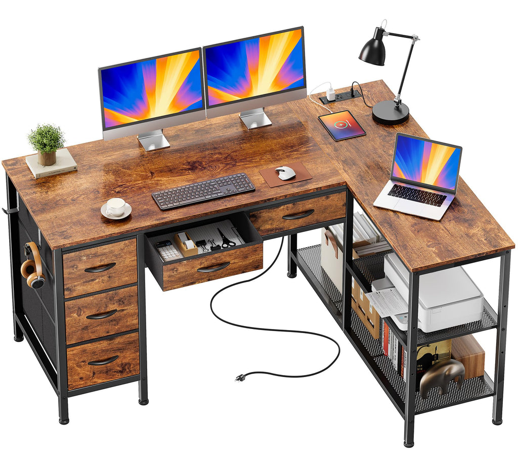 47 Inch L Shaped Desk with Power Outlets N656505