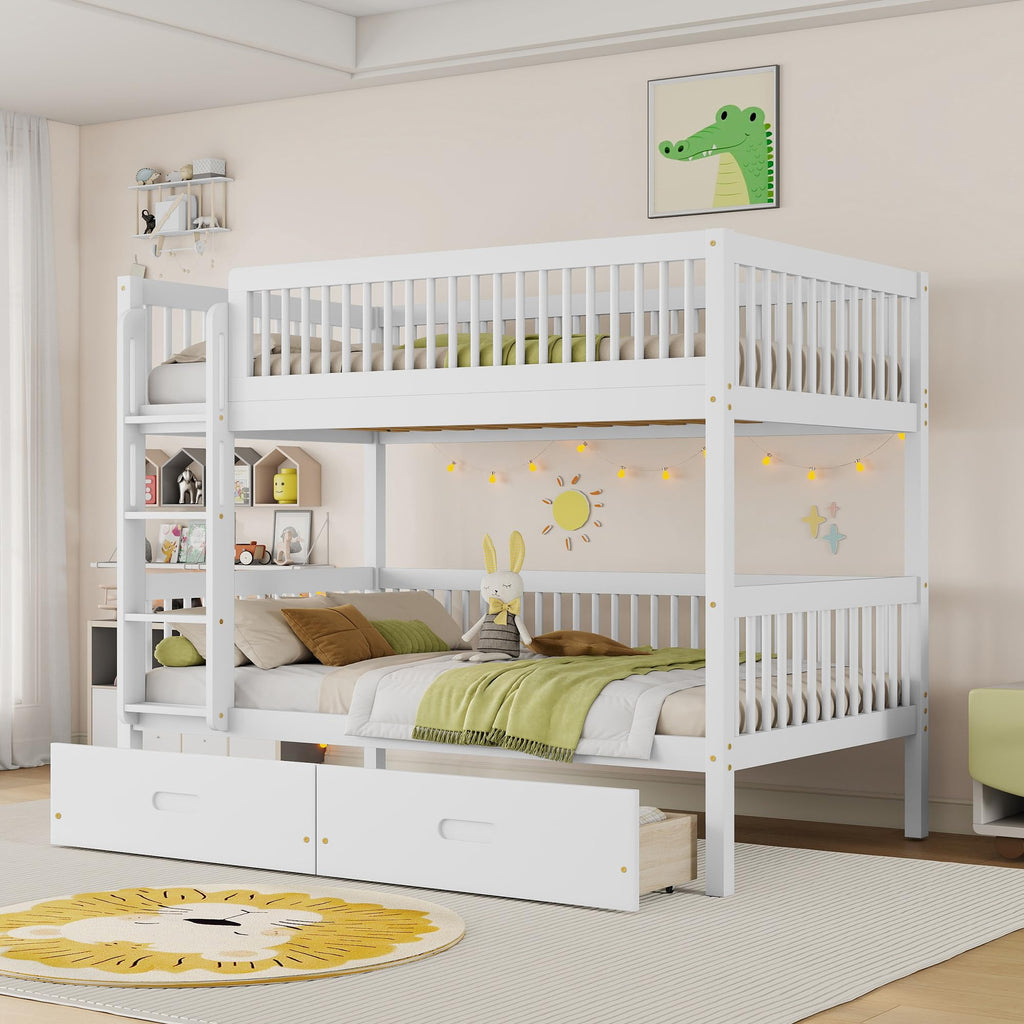 Twin Over Twin Bunk Bed with 2 Drawers O1955