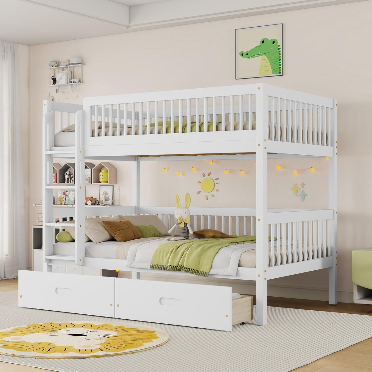 Twin Over Twin Bunk Bed with 2 Drawers O1955