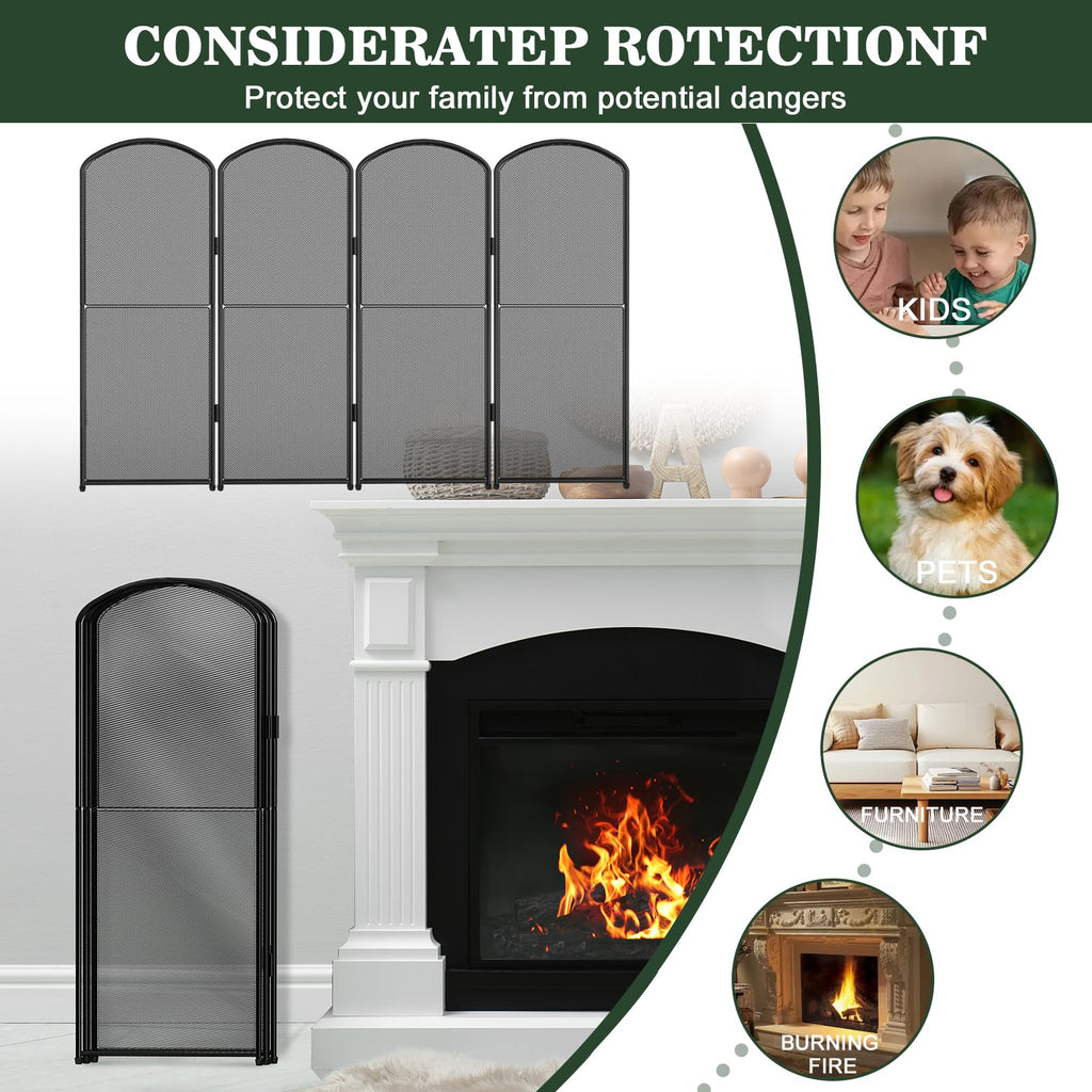 Foldable Wrought Iron Fireplace Screen B662