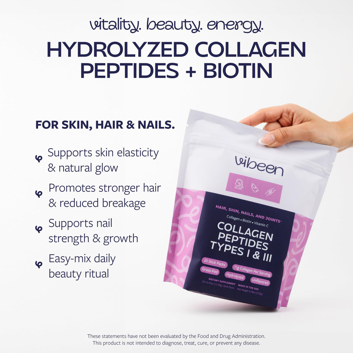 Hydrolyzed Collagen Peptides Powder Packets 20 Servings B239576