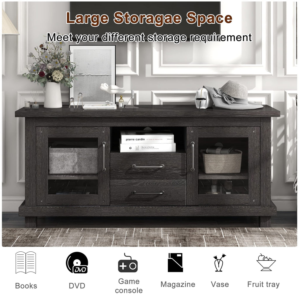 Espresso Particleboard TV Stand with Two Drawers A216