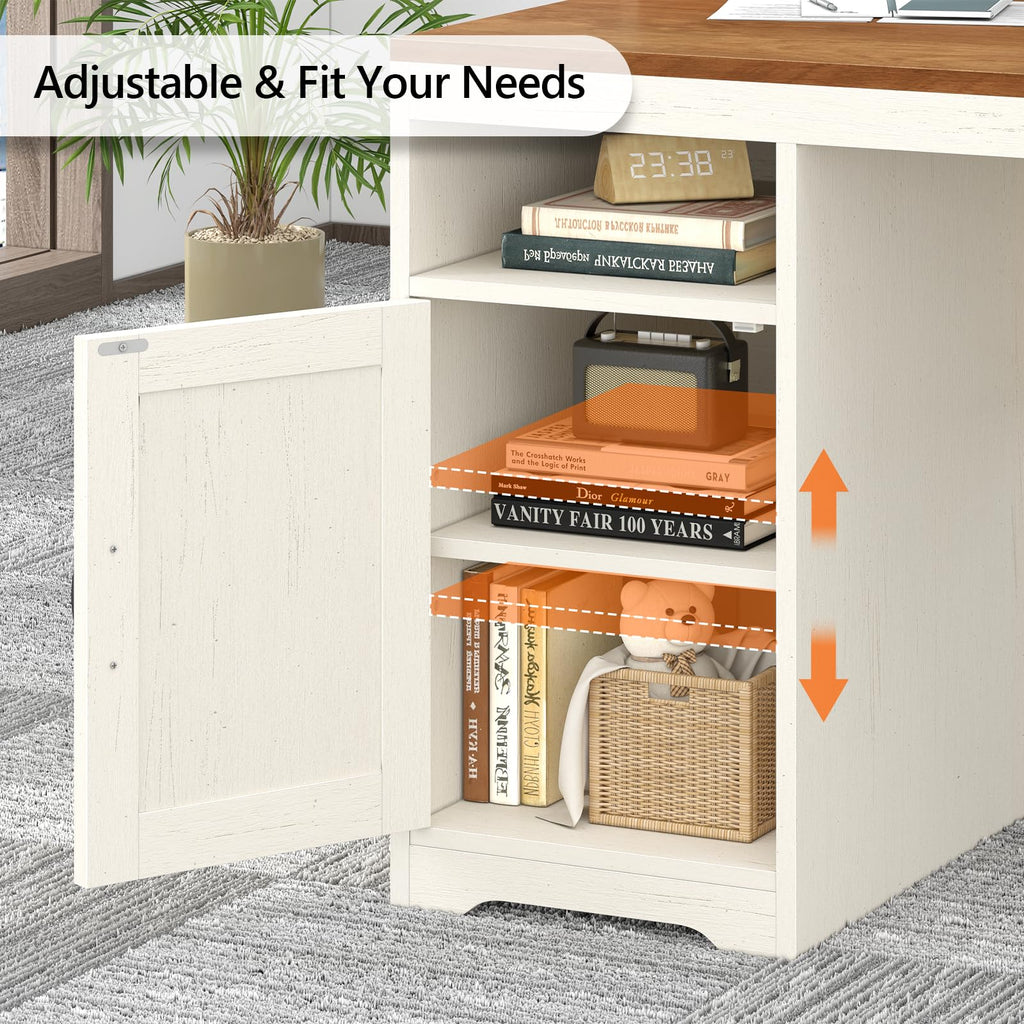 65" Computer Desk with Drawers and Printer Stand K493