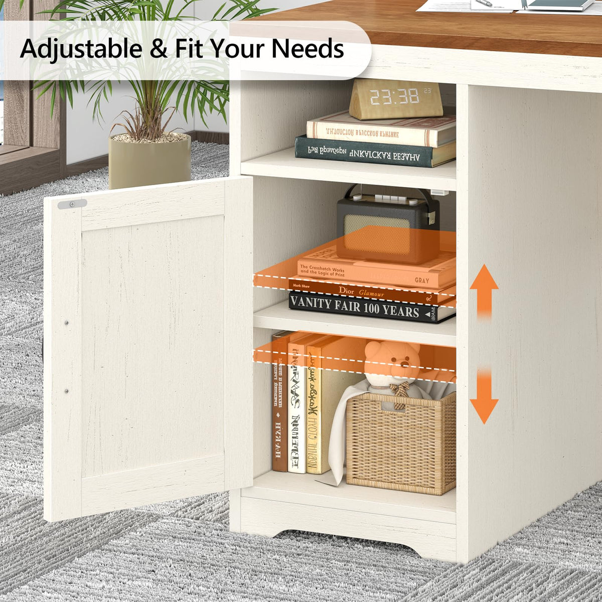 65" Computer Desk with Drawers and Printer Stand K493
