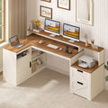 63" L Shaped Desk with Drawers and Printer Stand F527