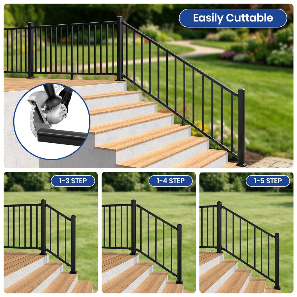 36 in. x 8 ft. Matte Black Aluminum Stair Railing Kit I8530