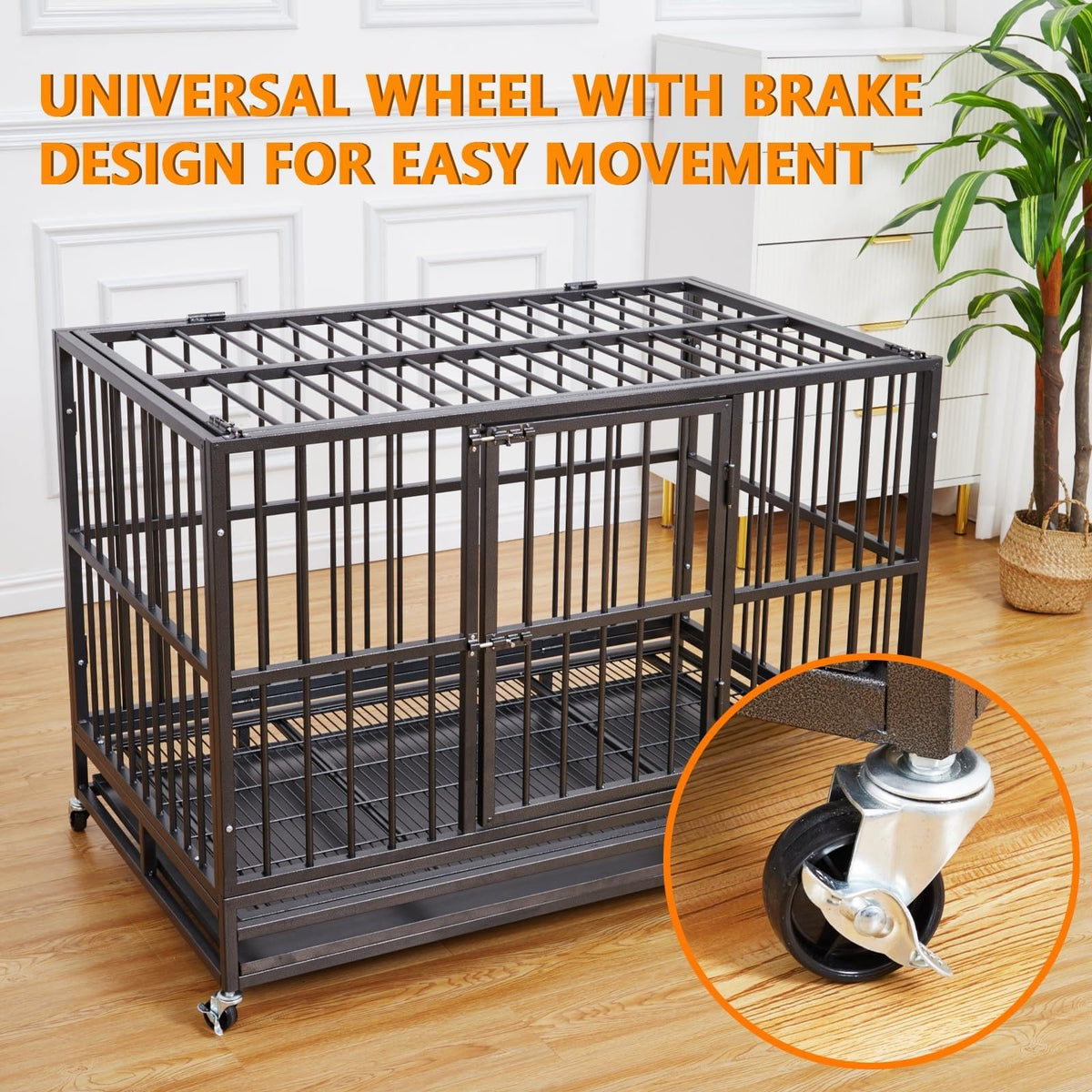 48 in Heavy Duty Dog Crate with Wheel Y300490