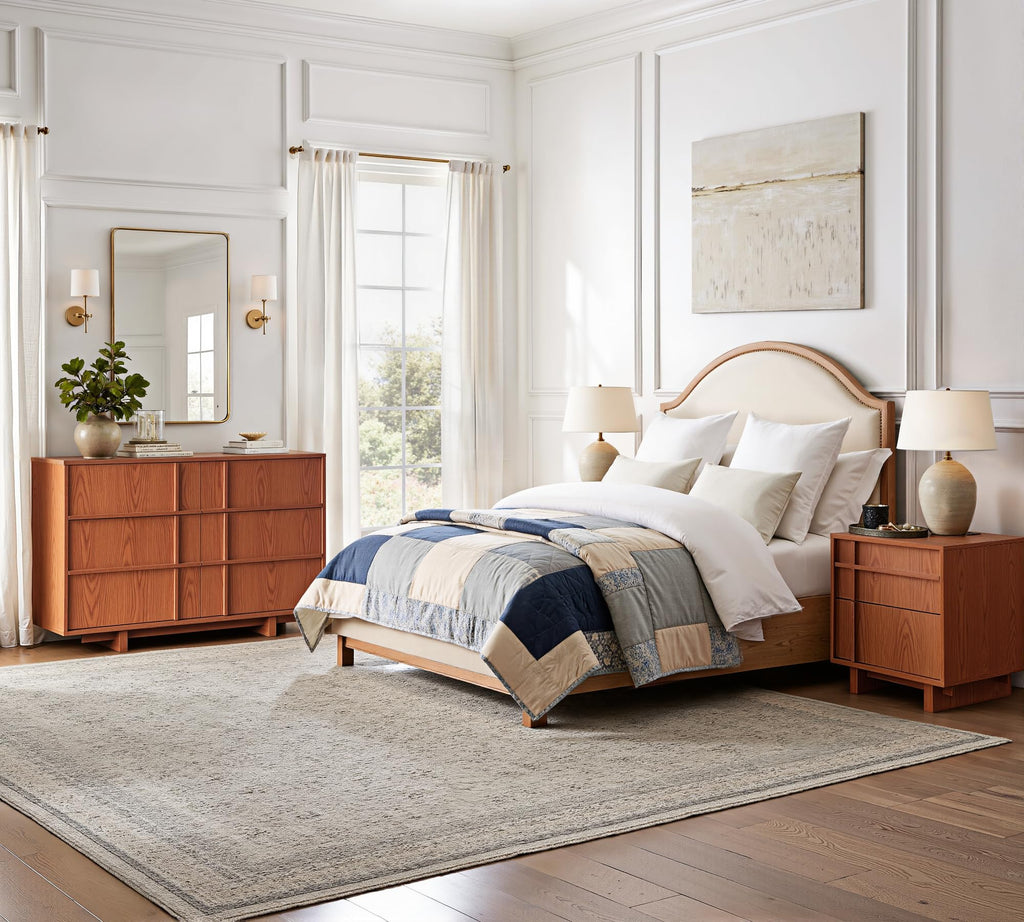 47" Wide 6 Drawer Dresser and Nightstand Set 3 Piece, Cherry F76264