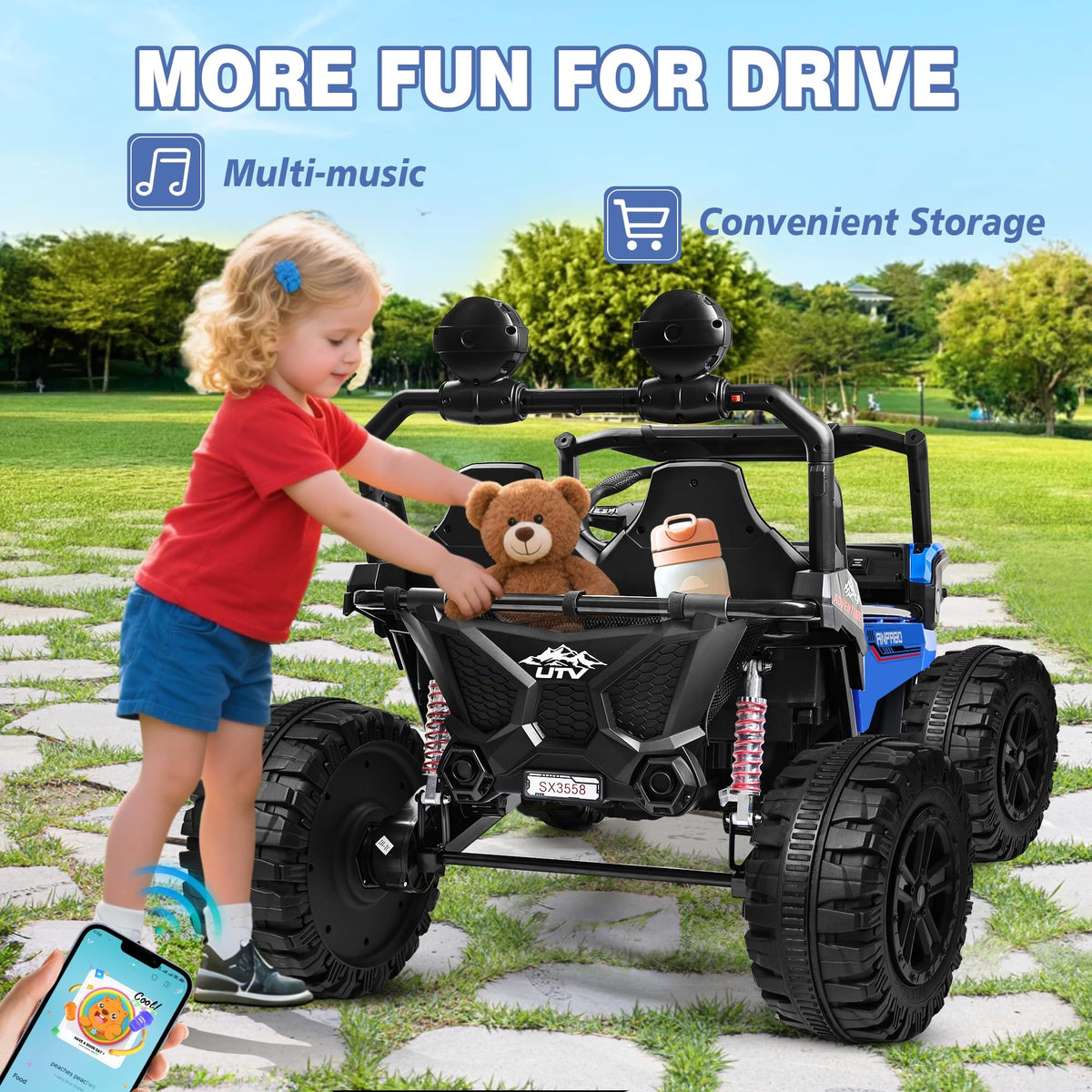 24V Ride on Toy with 4 x 200W Motors, Black F285