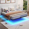 Queen Metal Platform Bed Frame with LED Lights and Charging Station X888