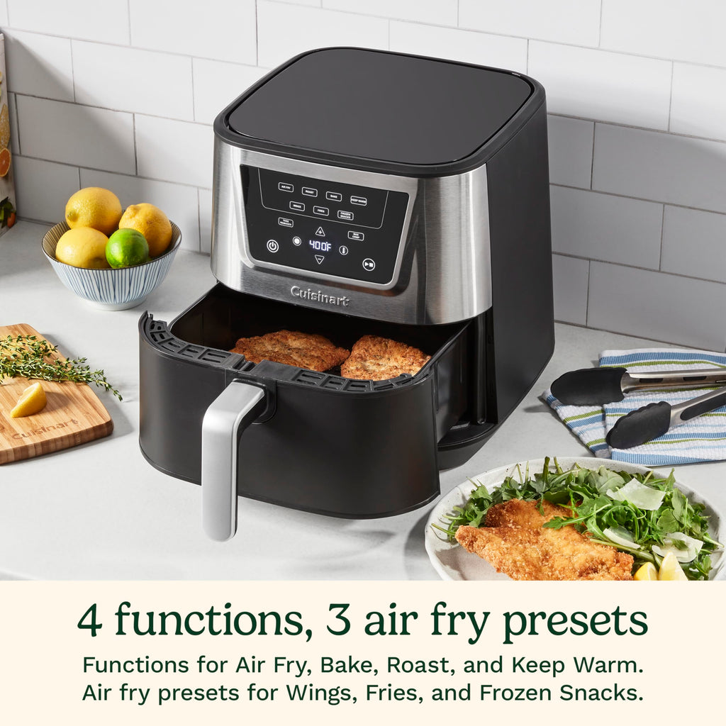 6-Quart Air Fryer with 4 Cooking Functions, Black & Stainless Steel M778
