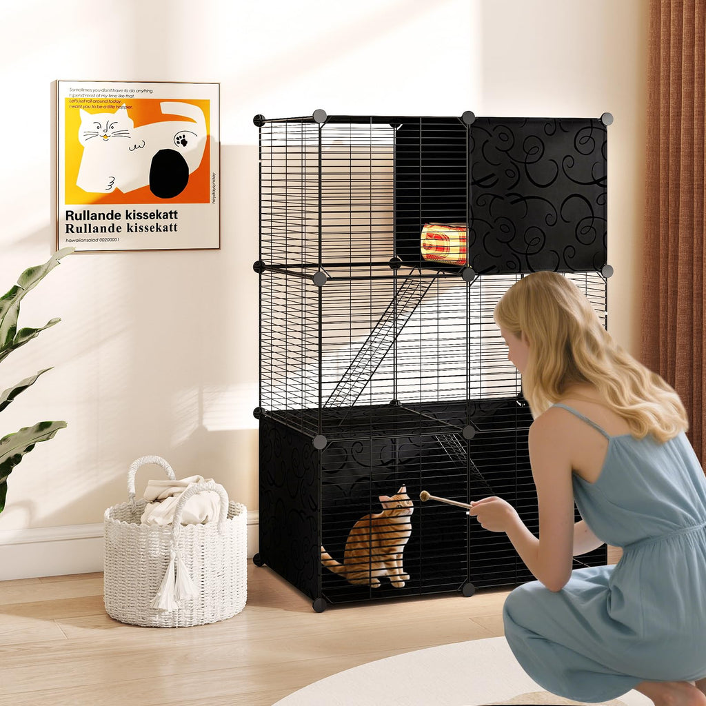 3-Tier Detachable Metal Wire Cat Cage X70739