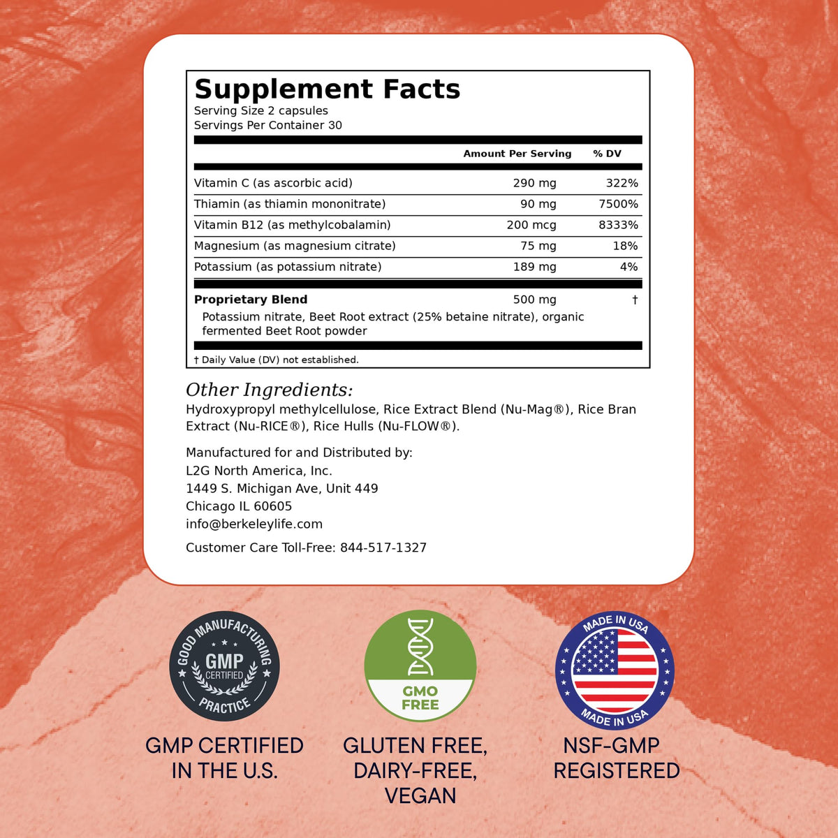 Nitric Oxide Support Supplement 60 Count G362