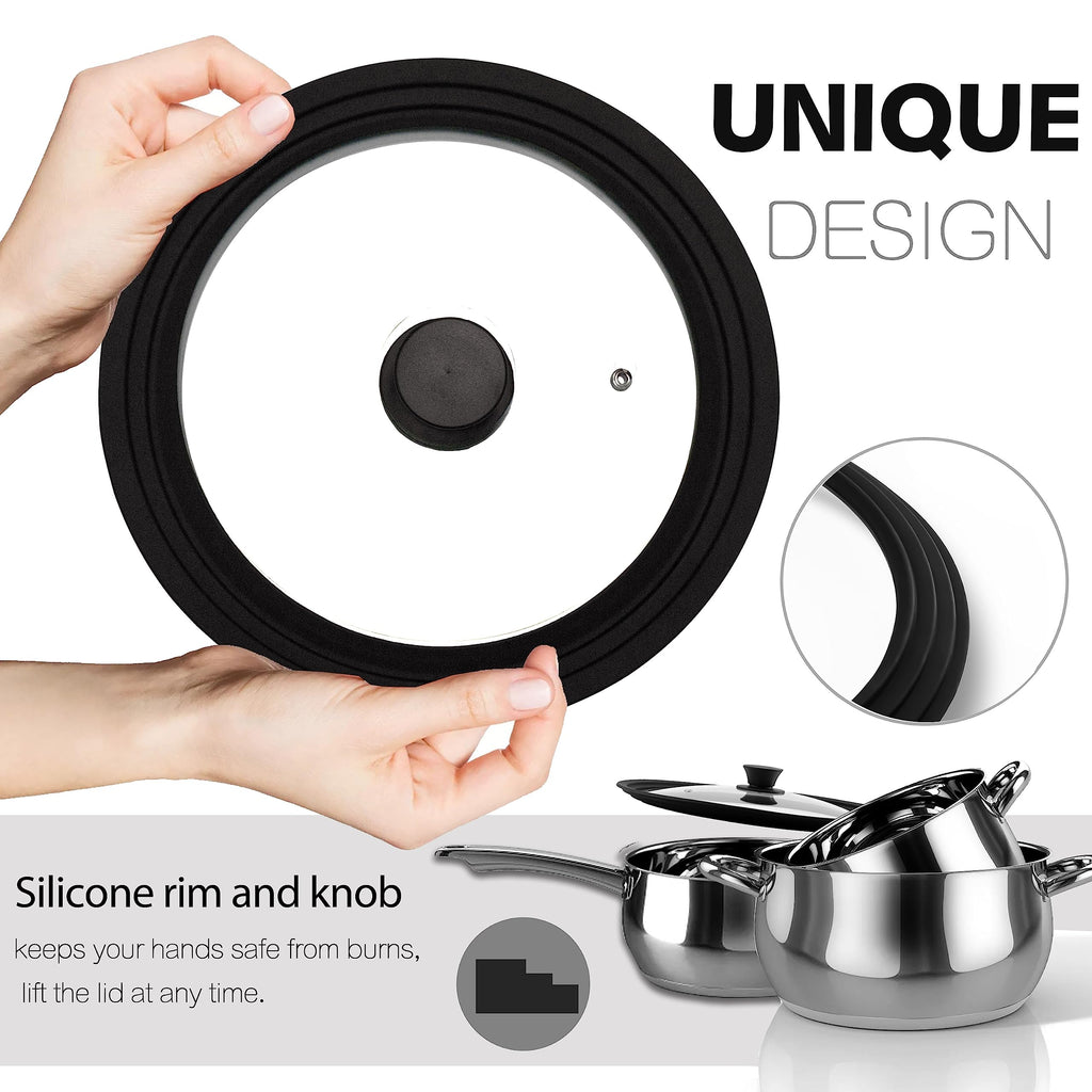 Tempered Glass Lid with Silicone Rim for Pots Pans and Skillets Q364153