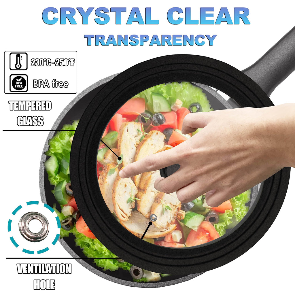 Tempered Glass Lid with Silicone Rim for Pots Pans and Skillets Q364153