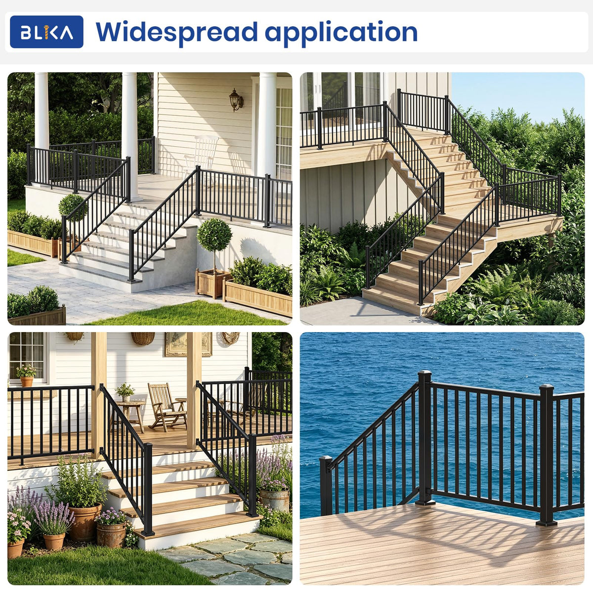 36 in. x 8 ft. Matte Black Aluminum Stair Railing Kit I8530